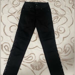 Black Skinny Jean with lace side leg detail - size 1